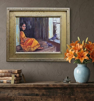 Girl with Birds | Original Oil Painting