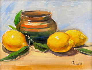 Still Life, Lemons | Original Oil Painting {Framed}