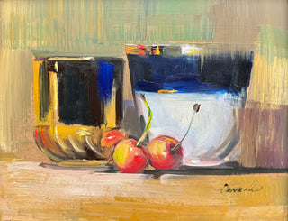 Still Life, Cherries | Original Oil Painting {Framed}