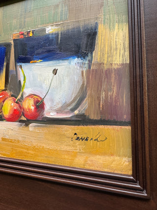 Still Life, Cherries | Original Oil Painting {Framed}