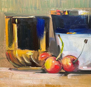 Still Life, Cherries | Original Oil Painting {Framed}