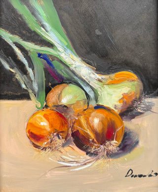 Still Life, Onions | Original Oil Painting {Framed}