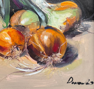 Still Life, Onions | Original Oil Painting {Framed}