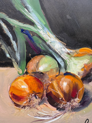 Still Life, Onions | Original Oil Painting {Framed}