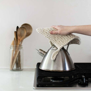 Knitted Wool Pot Holder | Natural