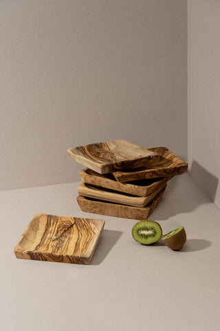 Natural Olive Wood Square Bowl | Handcrafted
