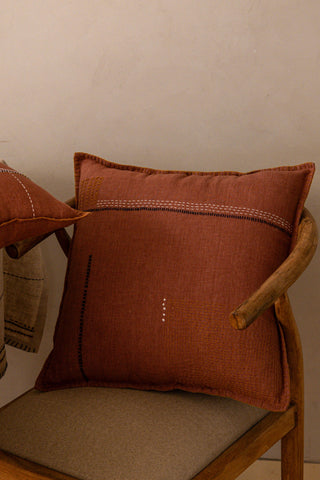Stitched Linen Pillow | Cinnamon