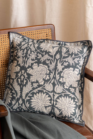 Ophelia Pillow | Block Print Floral & Stripe
