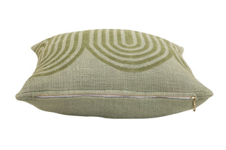 Block Printed Waves Throw Pillow | Sage Green, 18x18