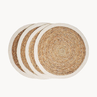 Handwoven Natural & White Placemats | Set of Four