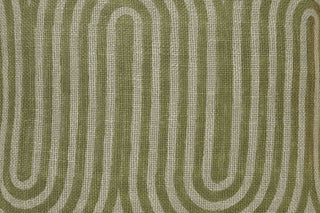 Block Printed Waves Throw Pillow | Sage Green, 18x18
