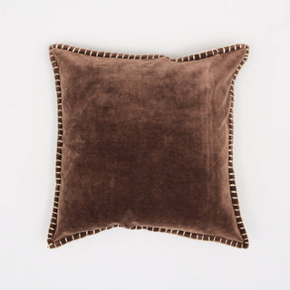 Cotton Velvet Throw Pillow with Handstitched Edges | Coffee