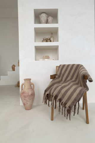 The Wool Stripe Throw - Burnt Umber and Cream