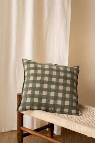 Checkered Linen Pillow | Olive