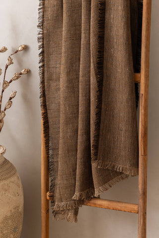 Fringed Linen Throw | Brown